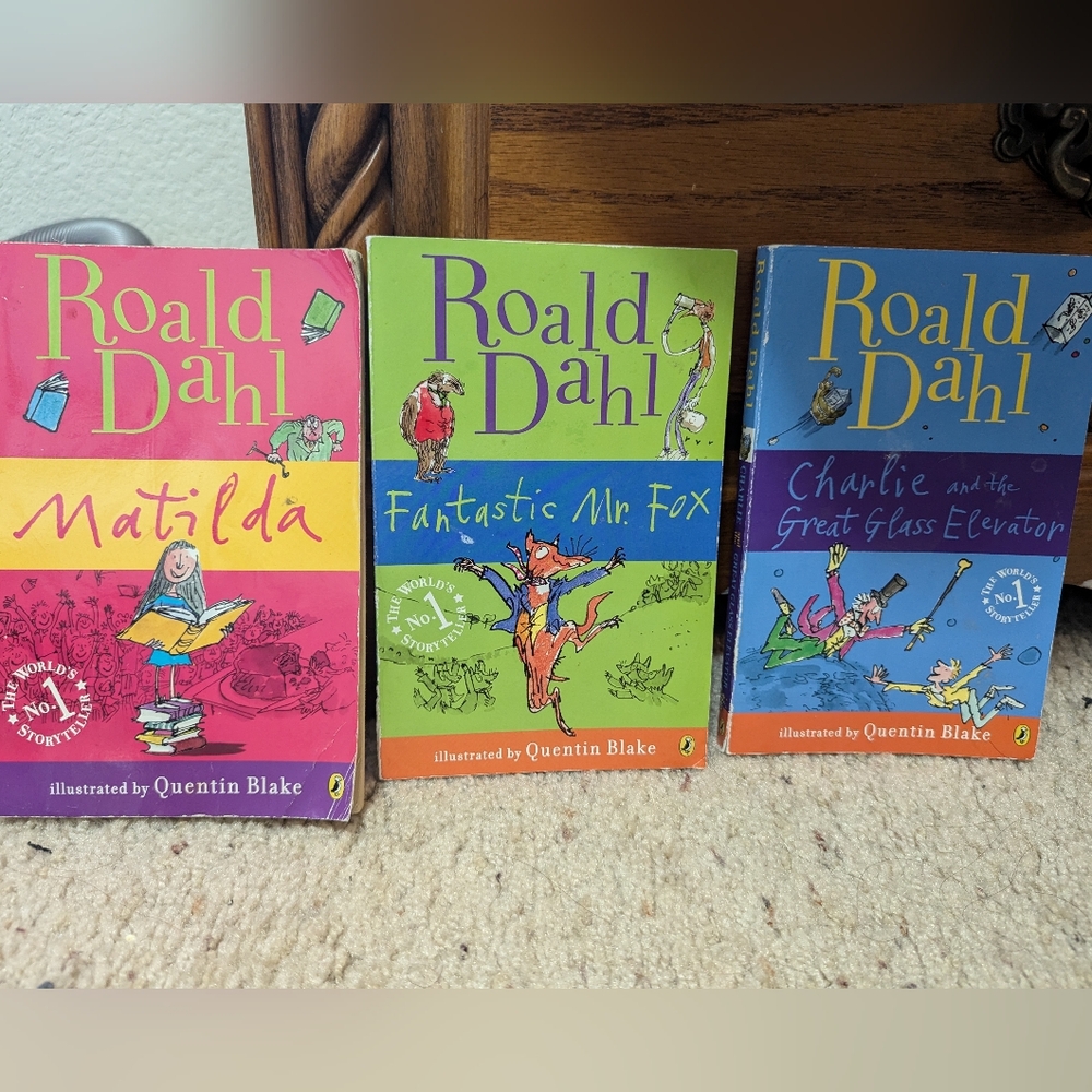 Roald Dahl Paperback Books Lot Of 3 Matilda  Fantastic Mr Fox Charlie Glass Elev